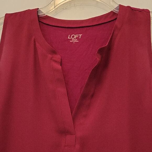 LOFT Red Sleeveless Tank Top V-Neck Blouse Size S - Picture 4 of 14